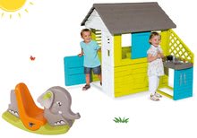 Spielhäuser Sets - Set Häuschen Pretty Blue Smoby mit Sommerküche und Schaukel Elefant mit beweglichen Ohren ab 24 Monaten_18