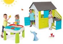 Spielhäuser mit Sandkasten - Set Häuschen Pretty Blue Smoby mit Sommerküche und Tisch Wasser & Sand 2in1 ab 24 Monaten_16