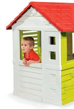 Domečky pro děti - Domeček Nature Smoby červeno-zelený 3 okna s 2 žaluziemi a 2 posuvnámi okenicemi s UV filtrem od 2 let_1
