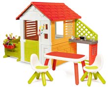 Kerti játszóházak gyerekeknek - Házikó Napocska Sunny Smoby csengővel nyári konyhácskával előkerttel és asztalka két székkel 24 hó-tól_29