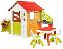 Cabanes avec toboggan pour enfants - Maisonnette Soleil Sunny Smoby Avec une cloche de cuisine et une petite cour avec une table et des chaises pour 24 mois._30
