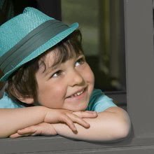 Kerti játszóházak gyerekeknek - Házikó Jolie Smoby kékes-szürke 3 ablakkal és 2 árnyékolóval UV védelemmel 2 évtől_2
