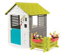 Spielhäuser mit Schaukel - Set Häuschen  Jolie Smoby blau mit 3 Fenstern und 2 Jalousien mit Garten und Klingel und doppelseitige Schaukel  Hund ab 24 Monate_13
