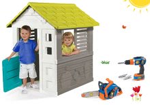 Spielhäuser mit Werkzeug - Set Häuschen Jolie Smoby blau mit 3 Fenstern und 2 Jalousien und eine Kettensäge mit einem Bohrer Bob The Builder ab 24 Mon._10