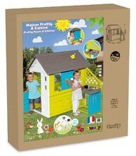 Kleine Spielhäuser für Kinder - Häuschen mit Küche Pretty Blue Smoby blau-grün 3 Fenster mit 2 Jalousien und 2 Schiebeläden mit UV-Filter und 17 Zubehör ab 2 Jahren_5