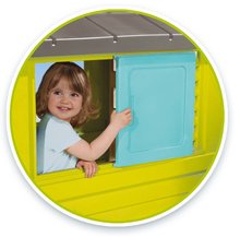 Kerti játszóházak gyerekeknek - Házikó Pretty New Grey Playhouse Smoby 2 ablak árnyékolóval és elhúzható zsalugáterrel és felezett ajtóval UV szűrő 2 évtől_2