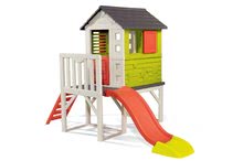 Kerti játszóházak gyerekeknek - Szett házikó pilléreken Pilings House Smoby 1,5 m csúszdával és ajándék elektronikus csengő 24 hó-tól_1