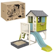 Domečky pro děti - Domeček na pilířích s pískovištěm zahrádkou Square Playhouse on Stilts Smoby a 1,5 m skluzavka s žebříkem UV filtr od 24 měsíců_8