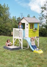 Domečky pro děti - Domeček na pilířích s pískovištěm zahrádkou Square Playhouse on Stilts Smoby a 1,5 m skluzavka s žebříkem UV filtr od 24 měsíců_4