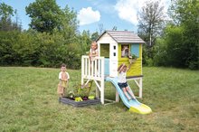 Căsuțe de grădină pentru copii  - Căsuță pe piloni cu grădină și nisipar Square Playhouse on Stilts Smoby și tobogan de 1,5 m cu scară și filtru Uv de la 24 luni_6