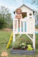 Căsuțe de grădină pentru copii  - Căsuță pe piloni cu grădină și nisipar Square Playhouse on Stilts Smoby și tobogan de 1,5 m cu scară și filtru Uv de la 24 luni_3
