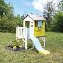 Domki dla dzieci - Domek na palach z ogrodem z piaskownicą Square Playhouse on Stilts Smoby oraz zjeżdżalnia 1,5 m z drabinką i filtrem UV od 24 miesięcy życia_14