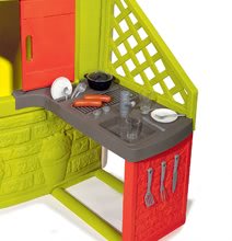 Domčeky s nábytkom - Domček so záhradnou reštauráciou Chef House DeLuxe Smoby a zeleným posedením a plotom_48