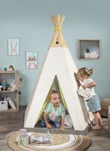 Domčeky pre deti - Stan prírodný Indoor&Outdoor Teepee Evolutive Smoby výškovo nastaviteľný 159-184 cm s textilným závesom UV filter od 2-8 rokov_1