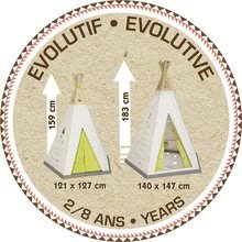 Domčeky pre deti - Stan prírodný Indoor&Outdoor Teepee Evolutive Smoby výškovo nastaviteľný 159-184 cm s textilným závesom UV filter od 2-8 rokov_2