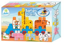 Stavebnice pre najmenších - Stavebnica Safari Dohány lokomotíva s 2 vozňami a kockami s potlačou zvieratiek od 12 mes_3