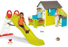 Skluzavky s domečkem - Set skluzavka Toboggan Funny délka 200 cm Smoby a domeček s kuchyňkou Pretty Blue se zahrádkou a zvonkem_35