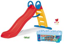 Rutschen für Kinder - Set Rutsche mit Springbrunnen Funny Double Toboggan Smoby 2 Meter und Geschenk Bausatz in der Dose 50+ 20% Würfeln blau_23