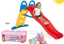 Tobogani kompleti - Komplet tobogan z vodometom Funny Double Toboggan Smoby 2 metrski in darilo kocke v zaboju 50+20% kock rožnate_31