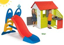 Skluzavky s domečkem - Set skluzavka Toboggan KS s vodou Smoby 150 cm a domeček Pretty Nature s letní kuchyňkou od 24 měsíců_16