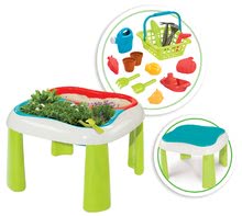 Dětský záhradní nábytek sety - Set stůl Zahradník De Jardinage 2v1 Smoby dvoudílný se zahrádkou a skluzavka Toboggan XS s vodou a vozík s nářadím_11