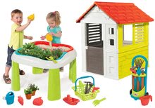 Detský záhradný nábytok sety - Set stôl Záhradník De Jardinage 2v1 Smoby dvojdielny so záhradkou a domček Lovely a vozík s náradím_13