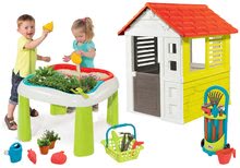Detský záhradný nábytok sety - Set stôl Záhradník De Jardinage 2v1 Smoby dvojdielny so záhradkou a domček Lovely a vozík s náradím_14