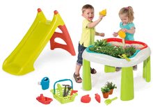 Dětský záhradní nábytek sety - Set stůl Zahradník De Jardinage 2v1 Smoby dvoudílný se zahrádkou a skluzavka Toboggan XS s vodou délka 90 cm_11