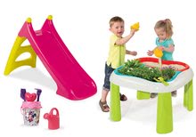 Dětský záhradní nábytek sety - Set stůl Zahradník De Jardinage 2v1 Smoby dvoudílný se zahrádkou a skluzavka Toboggan XS délka 90 cm a kbelík set_12