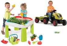 Dětský záhradní nábytek sety - Set stůl Zahradník De Jardinage 2v1 Smoby dvoudílný se zahrádkou a traktor Claas Farmer XL s přívěsem_14