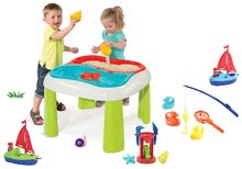 Set stôl Voda&Piesok 2v1 Smoby s mlynom a rybárska udica a plachetnicou s námorníkom od 18 mes