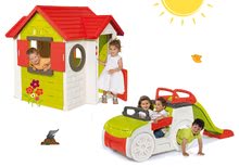 Preliezačky sety - Set preliezačka Adventure Car Smoby so šmykľavkou dlhou 150 cm a domček My House od 24 mes_25