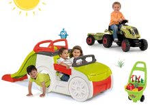 Preliezačky sety - Set preliezačka Adventure Car Smoby so šmykľavkou dlhou 150 cm, traktor Claas Farmer XL a vozík pre záhradníka od 24 mes_20