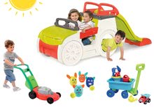 Prolézačky sety - Set prolézačka Adventure Car Smoby se skluzavkou, sekačka, vozík na tahání a kuželky od 24 měsíců_22