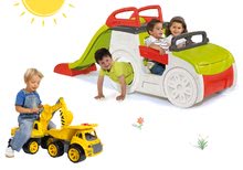 Preliezačky sety - Set preliezačka Adventure Car Smoby so šmykľavkou dlhou 150 cm, bager a nákladné auto Maxi Power od 24 mes_30