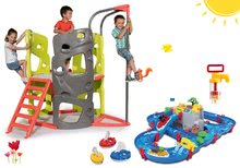 Preliezačky sety -  NA PREKLAD - Set preliezačka Multiactivity Climbing Tower Smoby na šplhanie so šmykľavkou a vodná dráha Mountain Lake s horskou jaskyňou, pumpou a loďkami od 24 mes_26