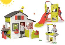 Seturi cățărătoare - Set centru de căţărat Multiactivity Climbing Tower Smoby cu 3 pereți de cățărat și tobogan și căsuță Prieteni cu grădinuță și bucătărie de la 24 de luni_16