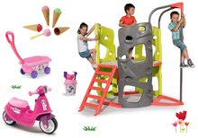 Preliezačky sety - Set preliezačka Multiactivity Climbing Tower Smoby s 3 lezeckými stenami so šmykľavkou a odrážadlo s gumenými kolesami a vozík so zmrzlinou od 24 mes_29