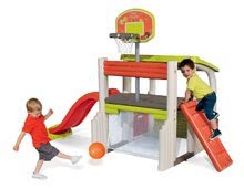 Hrací centra - Set hrací centrum Fun Center Smoby se skluzavkou dlouhou 150 cm, domeček Jura Lodge od 24 měsíců_2