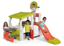 Hrací centra - Set hrací centrum Fun Center Smoby se skluzavkou dlouhou 150 cm, domeček Jura Lodge od 24 měsíců_3