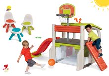 Hrací centra - Set hrací centrum Fun Center se skluzavkou Smoby dlouhou 150 cm, Piknik stolek, dvě židle KidChair Red od 24 měsíců_4