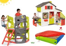 Preliezačky sety - Set preliezačka Multiactivity Climbing Tower Smoby s 3 lezeckými stenami so šmykľavkou a domček Priateľov s kuchynkou a pieskoviskom od 24 mes_33