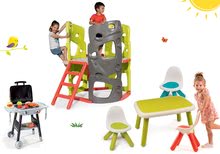 Prolézačky sety - Set prolézačka Multiactivity Climbing Tower Smoby na šplhání se skluzavkou a 3 židle se stolkem a grilem od 24 měsíců_42