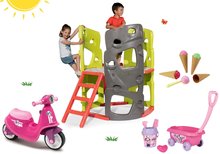 Penjalice setovi - Set penjalica Multiactivity Climbing Tower Smoby s trima zidovima za penjanje s toboganom, guralica s gumenim kotačima i kolica sa sladoledom, od 24 mjeseca_31