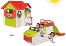 Preliezačky sety - Set preliezačka Adventure Car Smoby so šmykľavkou dlhou 150 cm a domček My House od 24 mes_24