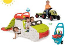 Penjalice setovi - Set penjalica Adventure Car Smoby s toboganom dužine 150 cm, traktor Claas GM i vrtna kolica od 24 mjes_22