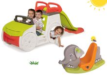 Seturi cățărătoare - Set centru pentru căţărat Adventure Car Smoby cu tobogan şi balansoar Elefant cu urechi mobile de la 24 luni_14