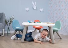 Otroško vrtno pohištvo - Komplet miza KidTable White Smoby sivo krem višina 45 cm z dvema stolčkoma z anti UV filtrom_10