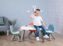 Otroško vrtno pohištvo - Komplet miza KidTable White Smoby sivo krem višina 45 cm z dvema stolčkoma z anti UV filtrom_11