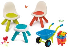 Detský záhradný nábytok sety - Set Piknik stolík s dvomi stoličkami KidChair Smoby a fúrik s dvomi kolesami a vedro set do piesku od 24 mes_19